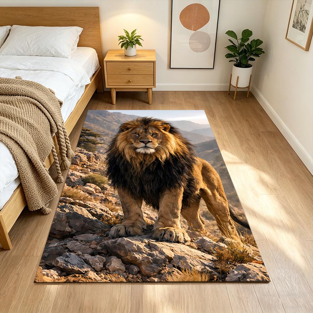 Lion And Cub Bond Non-Slip Home Carpet Design for Office Decor Living Room Bedroom Gift