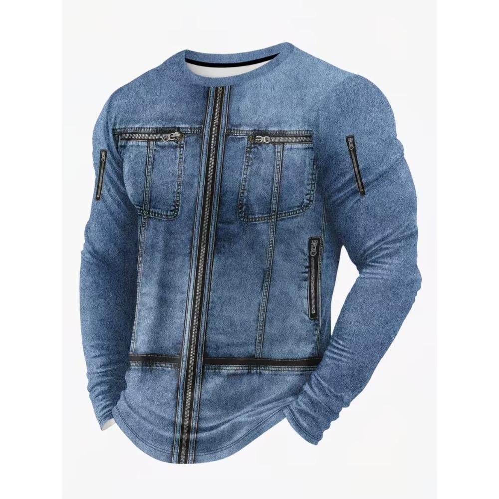 Maglietta girocollo da uomo con stampa 3D, motivo drago, stampa 3D, autunno, casual, a maniche lunghe, oversize, alla moda