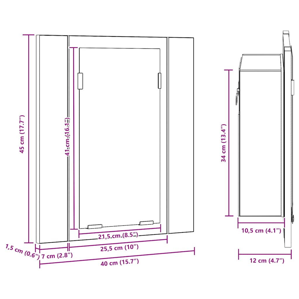 LED Bathroom Mirror Cabinet White 40 X 12 X 45 Cm Acrylic