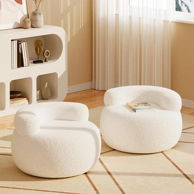 Sherpa Living Room Sofa Stool Cream Style Pumpkin Pouf Sweet Q-Shaped Short Bench Anti-Collapse Entryway Shoe Stool