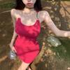 Summer sexy cut-out fishing line slip skirt short skirt female pure desire hot girl invisible shoulder strap waist and hip wrap dress