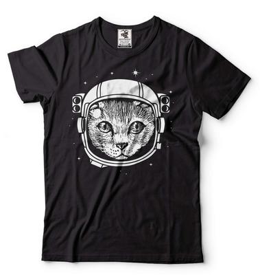Herren Astronaut Katze T-Shirt Astronautenhelm Shirt Astronauten Geschenke Lustiges Katzenhemd