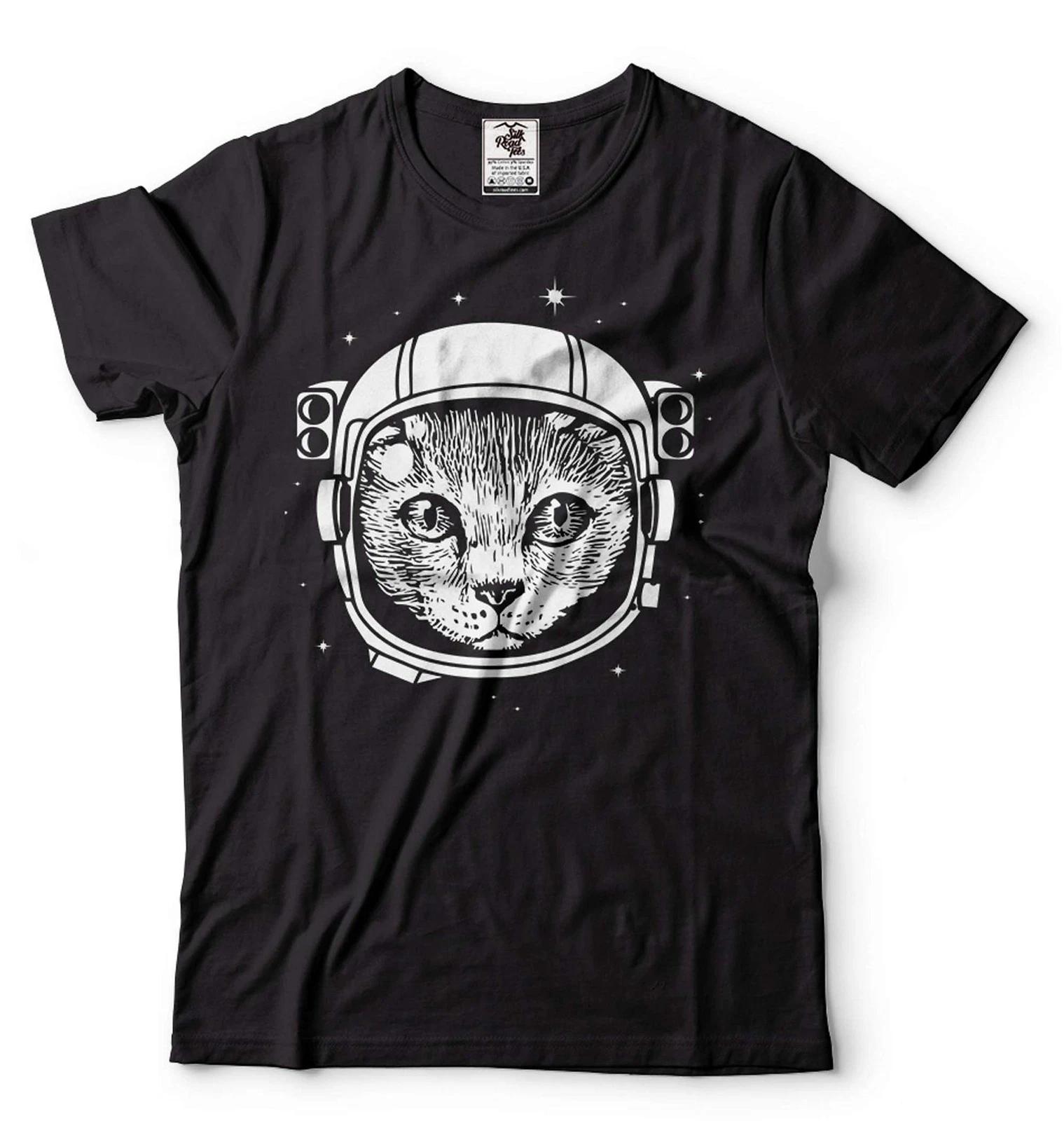 Mens Astronaut Cat Tshirt Astronaut Helmet Shirt Astronaut Gifts Funny Cat Shirt XL