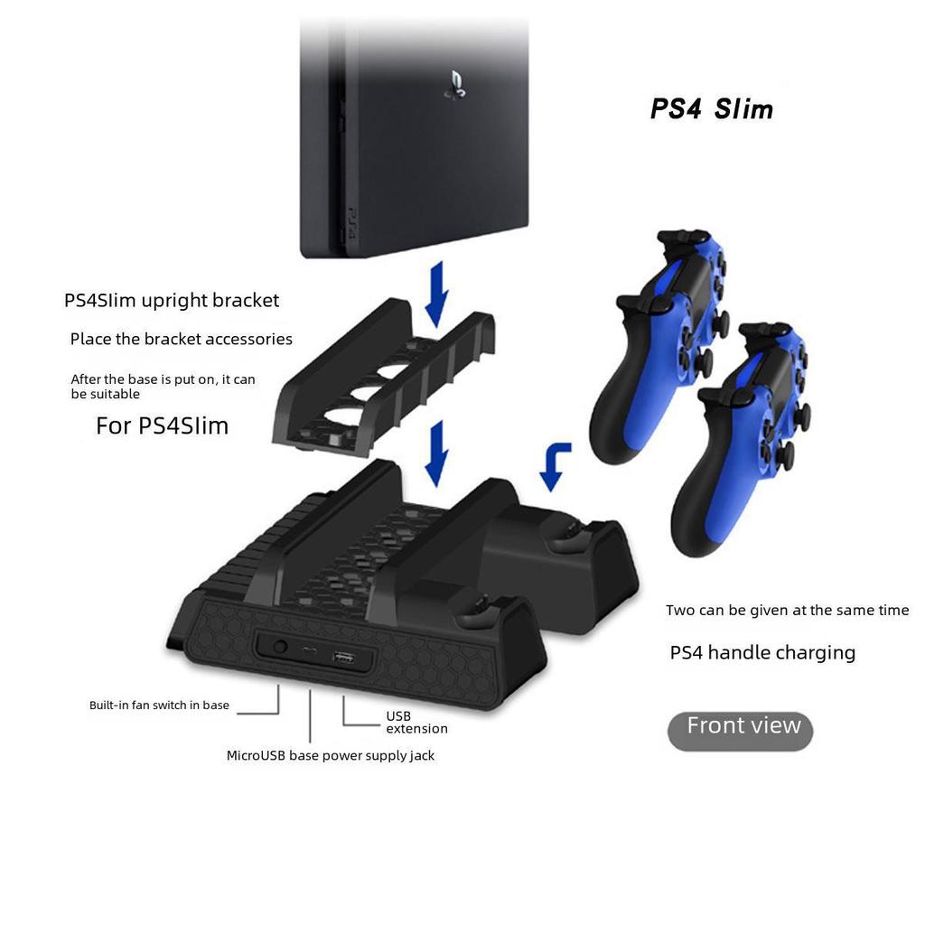 Βάση Ψύξης PS4/SLIM/PRO: Πολυλειτουργική Βάση με Ανεμιστήρα, Θήκη Δίσκων και Διπλό Φορτιστή.
