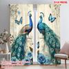 2pcs,2D Plane Printing Contemporary Curtains Peacock Elegance(2) Durable Polyester (without Rod) Gifts Ldeal for Living Room and