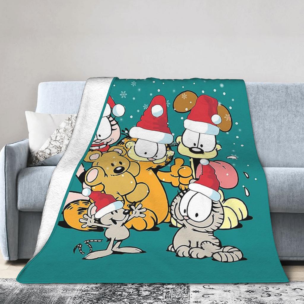 Garfield E Amici Coperta Di Natale Copri Letti Coperte Plaid in Lana Biancheria Da Letto Divano Personalizzati Caldi Ultra-Morbidi Copriletti,