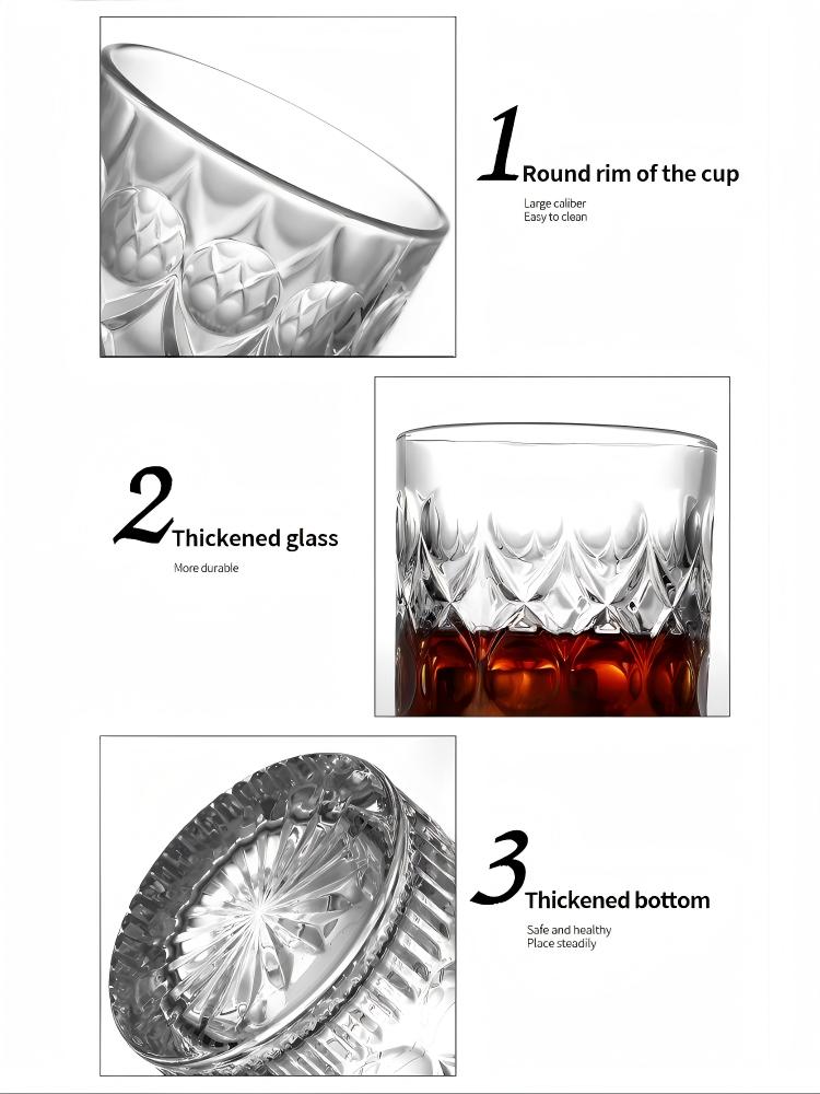 HeY LiLac 240ml Verre à Whisky Droit Texture Écorce Brillante - Ustensile de Bar Premium pour la Maison & Cadeau