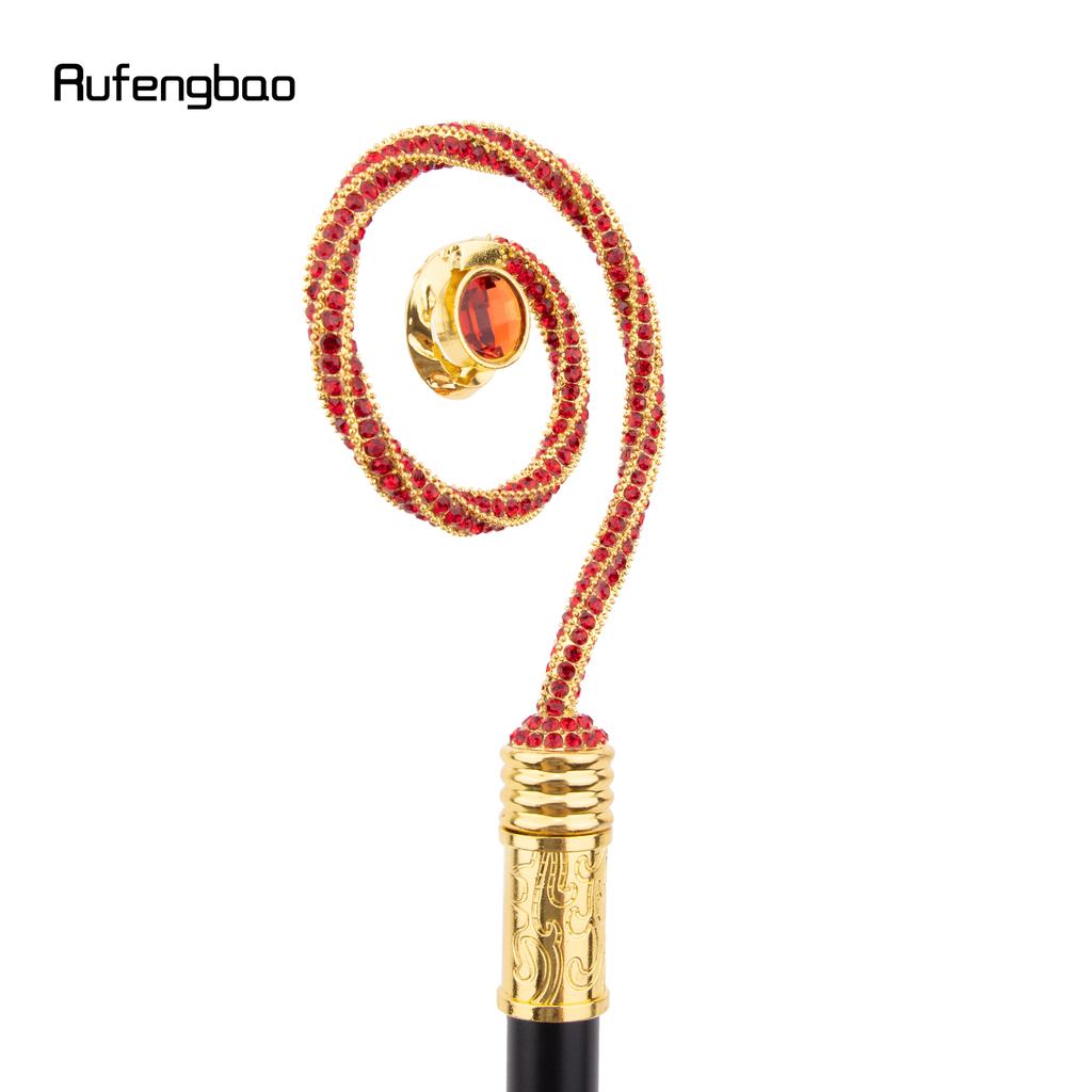Golden Red Hanger Red Diamond Fashion Stick Decorative Cane Elegant Fashion Cane Cosplay Alloy Crosier Vintage Stick 90cm