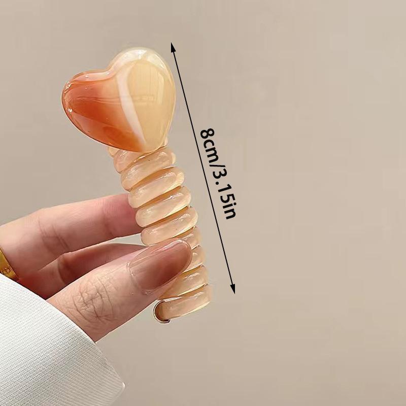 1Pc Heart Elastic Rubber Bands For Women Girls Telephone Wire Hair Ties Loop Spiral Coil Hairbands Ponytail Holder Accessories
