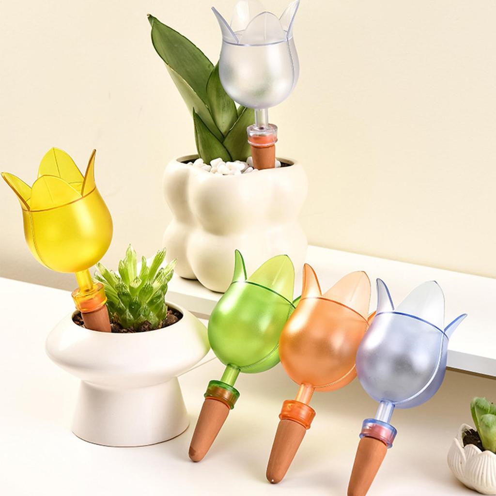 Plant Watering Spikes 5 Pieces Irrigation Stakes For Flowers Automatic Flower-Shaped Watering Spikes For Garden Lawn Vegetable