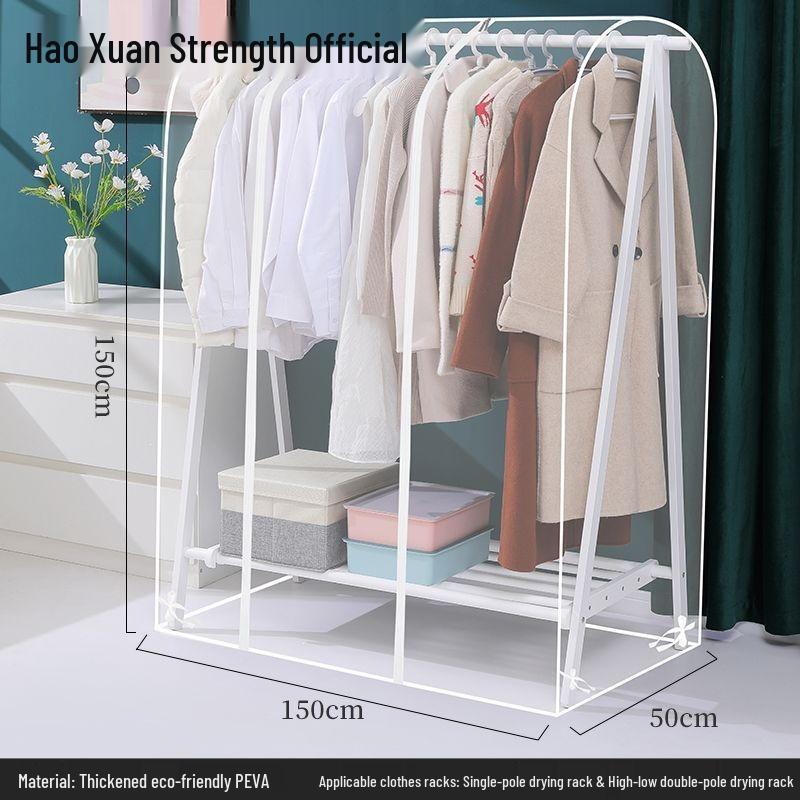Porte-vêtements sur pied étanche à la poussière avec housse transparente et sac à vêtements
