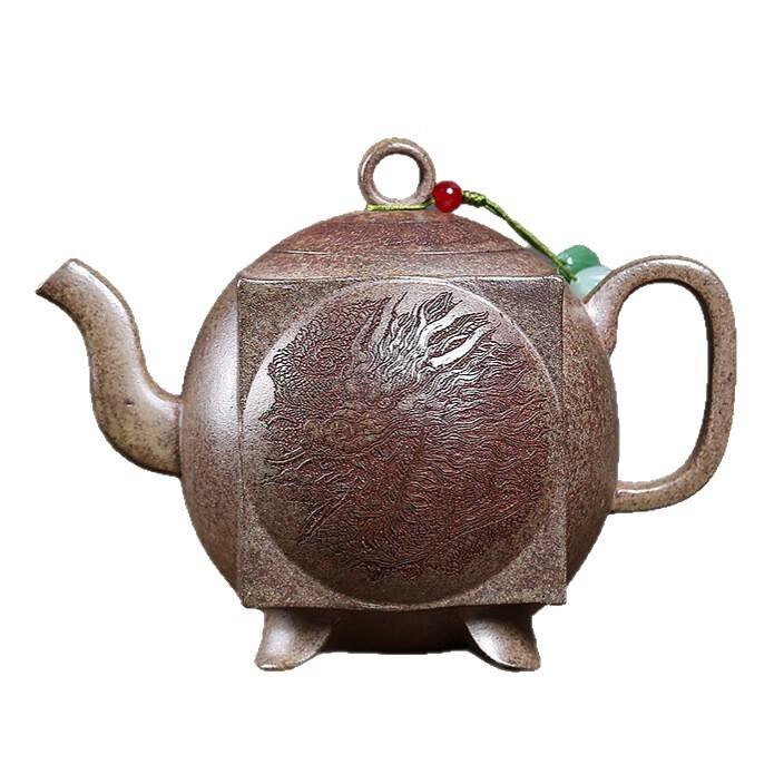 

200ml Yixing Purple Clay Teapots Handmade Square And Circle Pot Raw Ore Wood-fired Porcelain Mud Tea Brewing Kettle Zisha Teaset