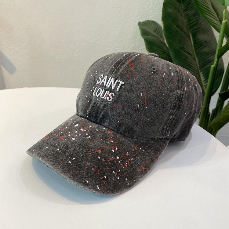 splashing ink spots art style cap style personality hip hop curved brim hat outdoor sports soft top baseball cap tide