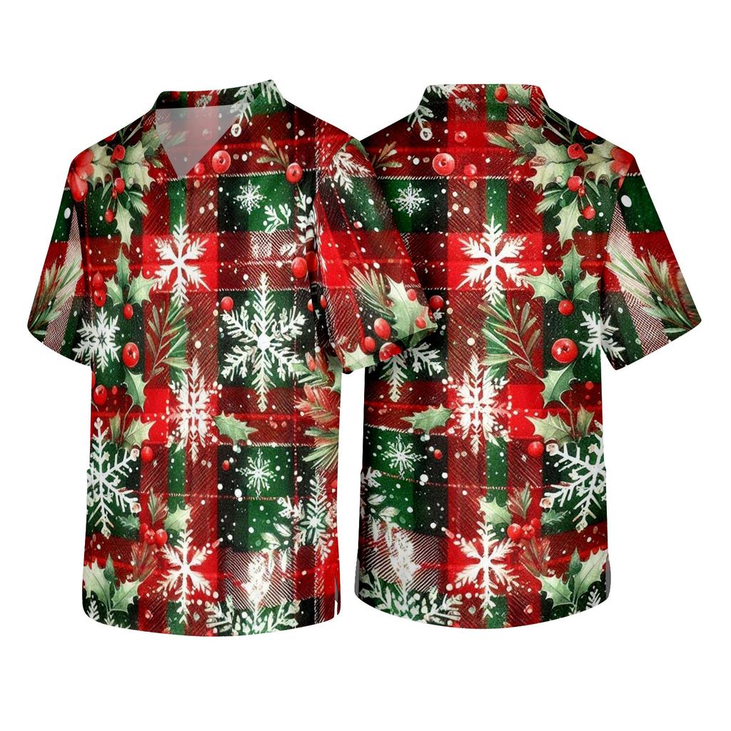 Men's Christmas Themed Holiday Caregiver Uniform for Work In Hospitals and Clinics