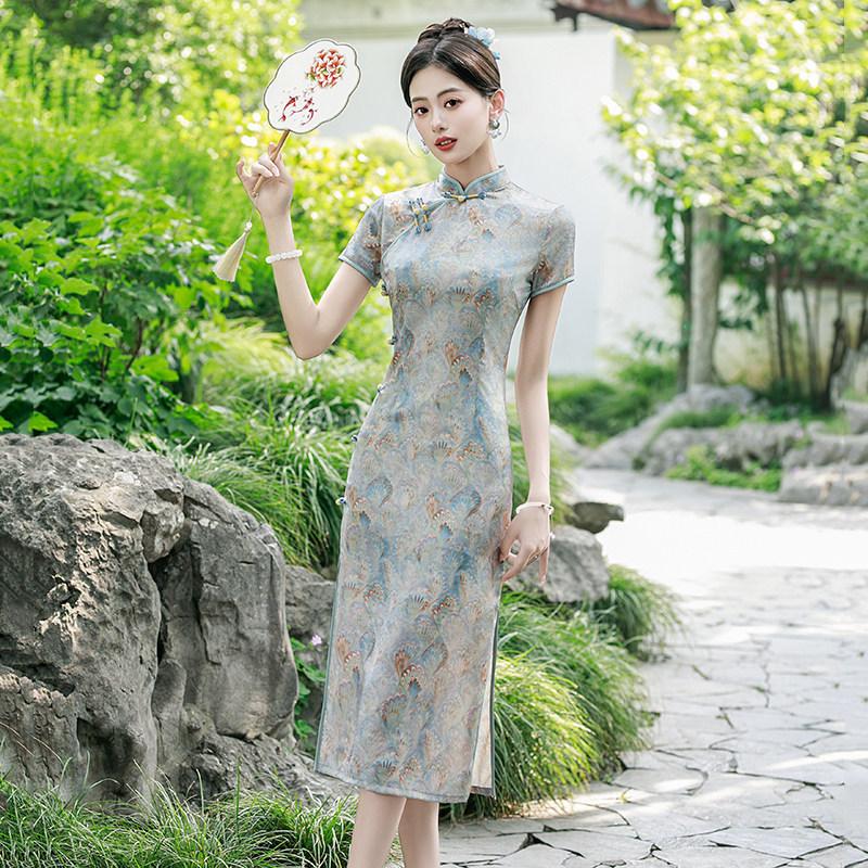 Guofeng new Chinese style Suzhou medium and long cheongsam improved young 1011 new women's high sense small summer