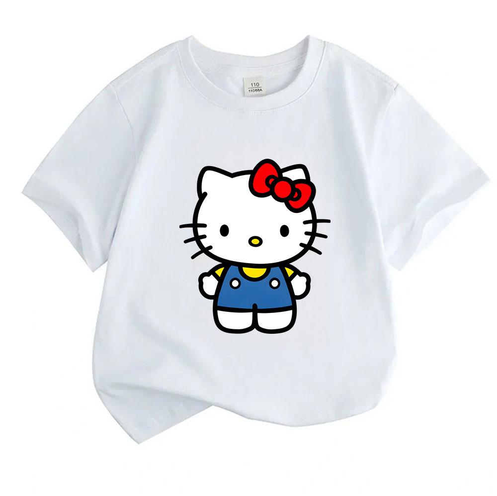 Cute Cartoon Character Print Kids T-Shirt, 100% Cotton Soft Breathable Crew Neck Short Sleeve Casual Tee for Boys Girls, Comfortable Daily Wear Summer