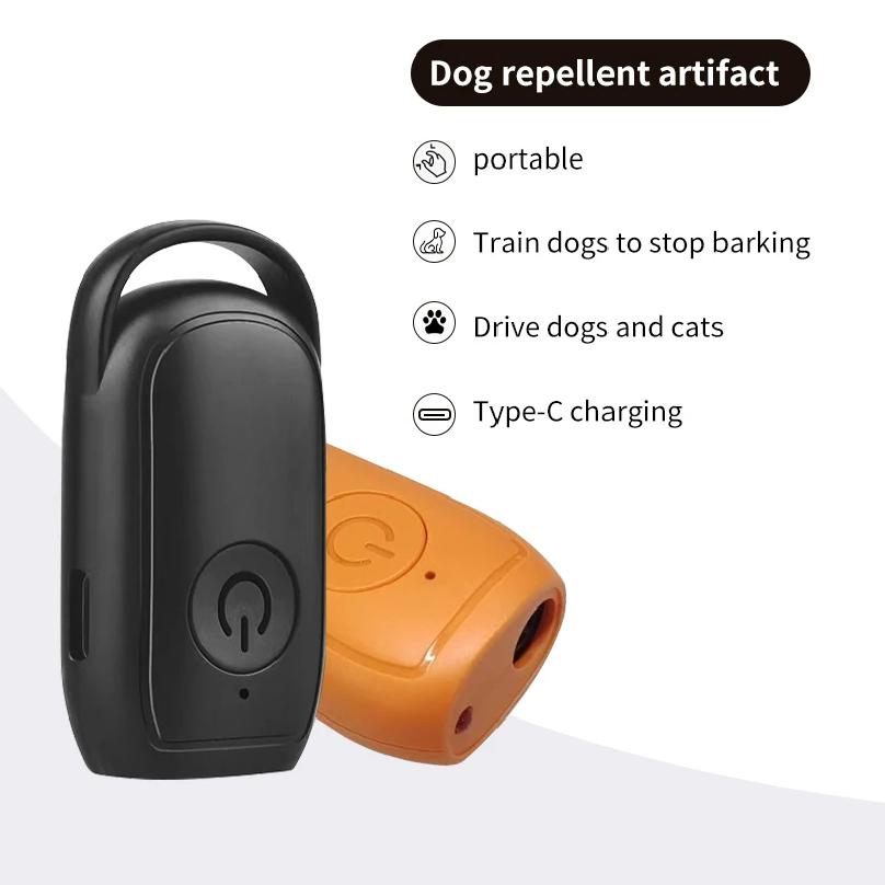 Taşınabilir Ultrasonik Köpek Kovucu 180mAh Şarj Edilebilir 23 40KHZ Uzun Mesafe Dış Mekan Caydırıcı Alet Flaş Işıklı