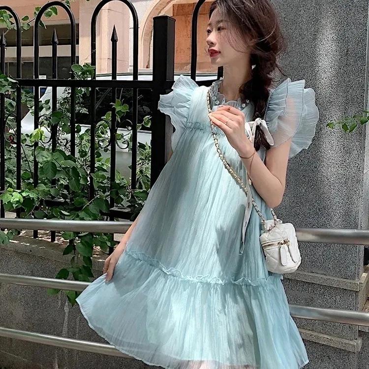 

Французское милое летнее платье с коротким рукавом и краем «деревянное ушко» - Элегантный и омолаживающий дизайн для женщин XXL светло-зеленый