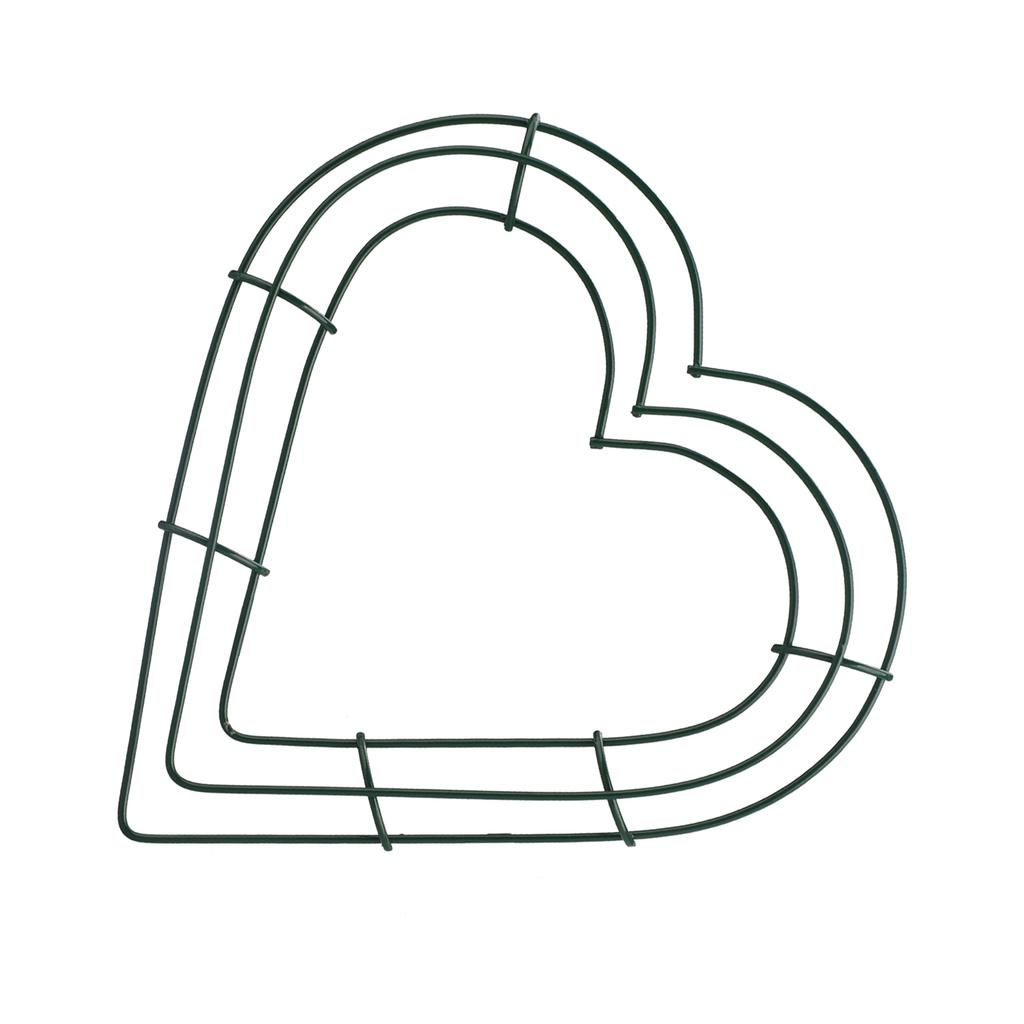 Heart Shaped Wire Wreath Frame Wall Hanging Green Wire Ring For Valentines Day Wedding Home Decor
