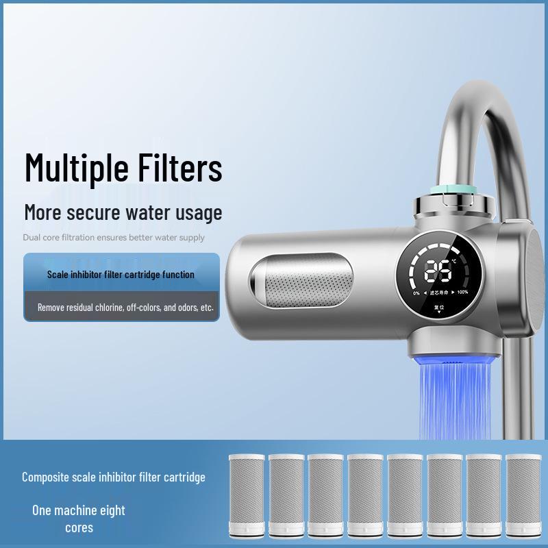 Smart Digital Faucet Water Purifier & Scale Inhibitor - Tap Filter for Kitchen & Bathroom, Detachable & Washable.