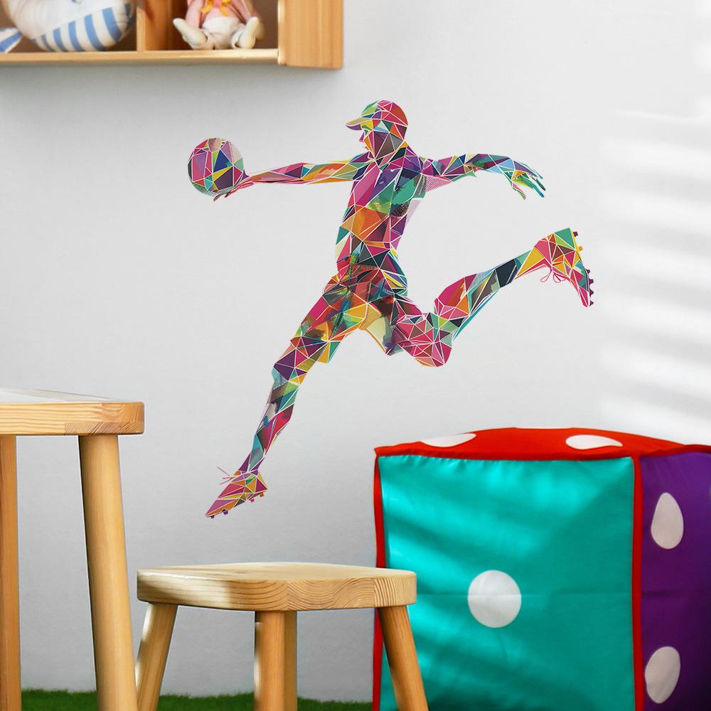 Creative Puzzle Basketball Player Wall Sticker Self-Adhesive for Kids Bedroom Wall Decoration