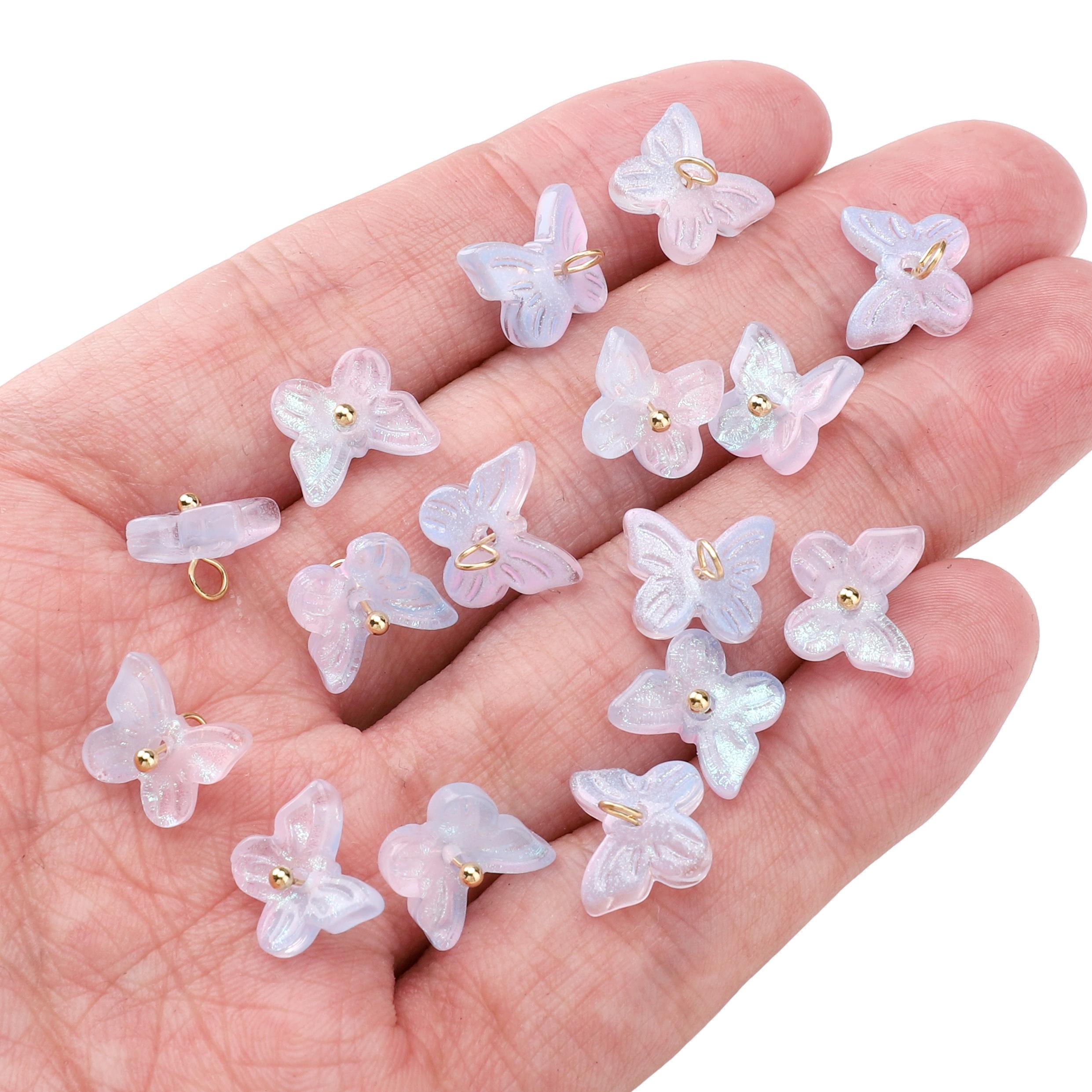 

Glass Plated Butterfly Color Preservation Pendant For Jewelry Making Accessories 10x11mm рожевий/синій