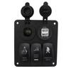 3 Gang Rocker Switch Panel 12V‑24V Dual USB Charger Cigarette Lighter Socket ON Off Switch for Truck