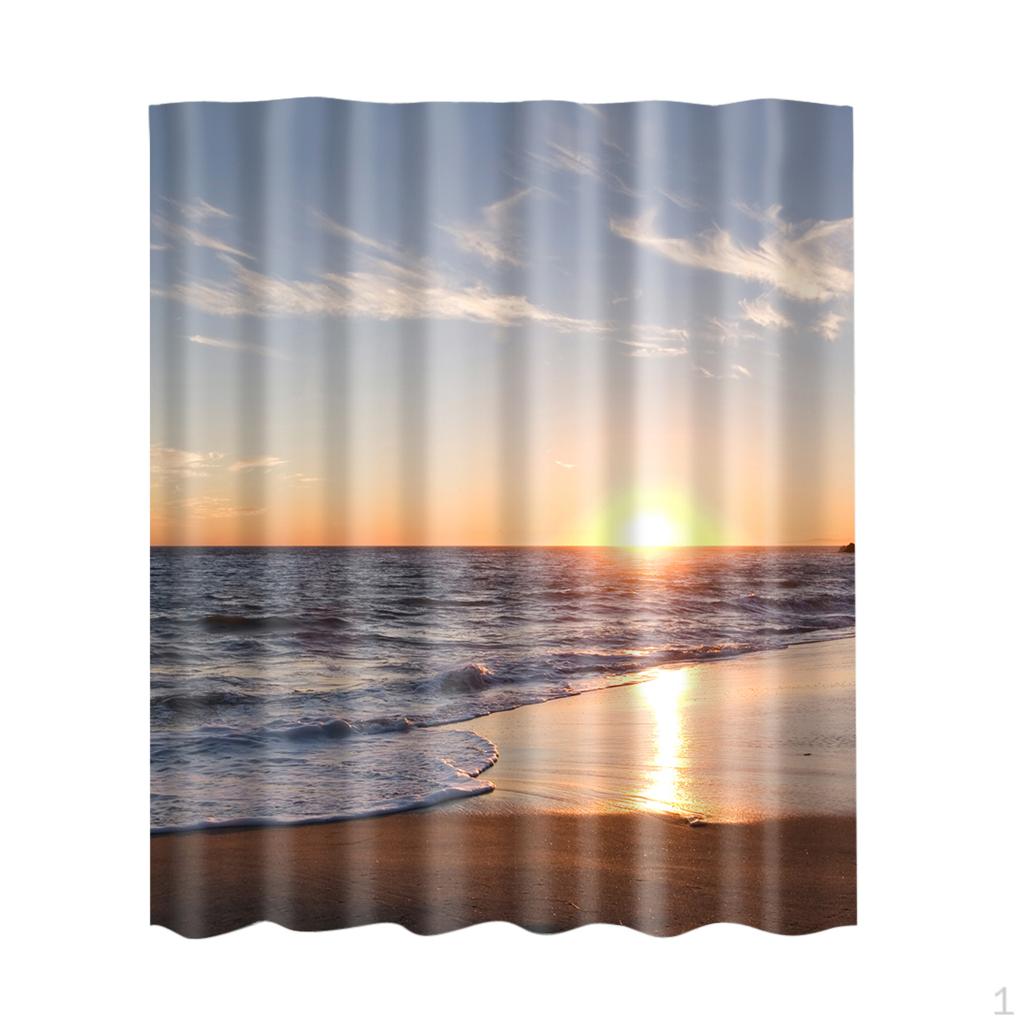 

72x72 Water Resistant Bathroom Polyester Fabric Shower Curtain With 12 Hooks 3