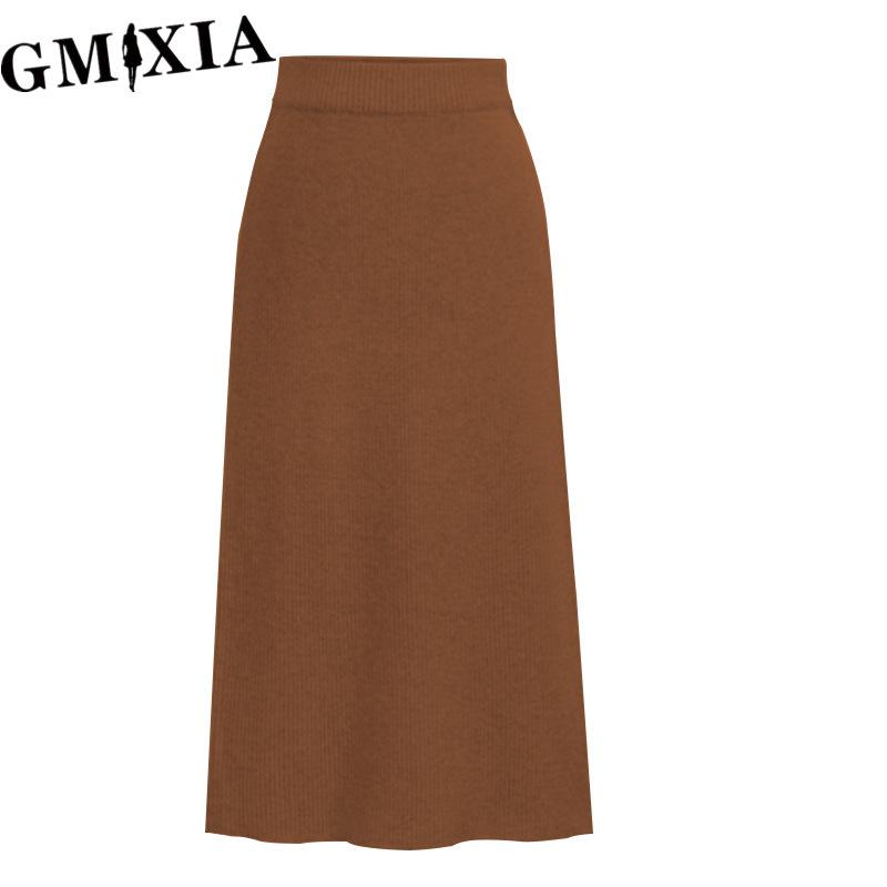 GMXIA Damska Moda Casual Jednolity Kolor Nadruk Wiosna Jesień Spódnica