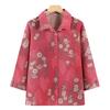 Grandma Chic Seven-Sleeve Lightweight Blouse for Elderly Women - Plus Size Summer Top