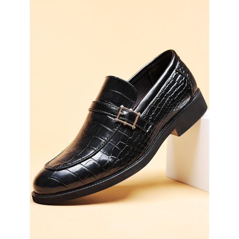 Leather Shoes Men's Business Dress Casual Shoes Crocodile Pattern Men's Pedal British Pointed Casual Large Size Shoes
