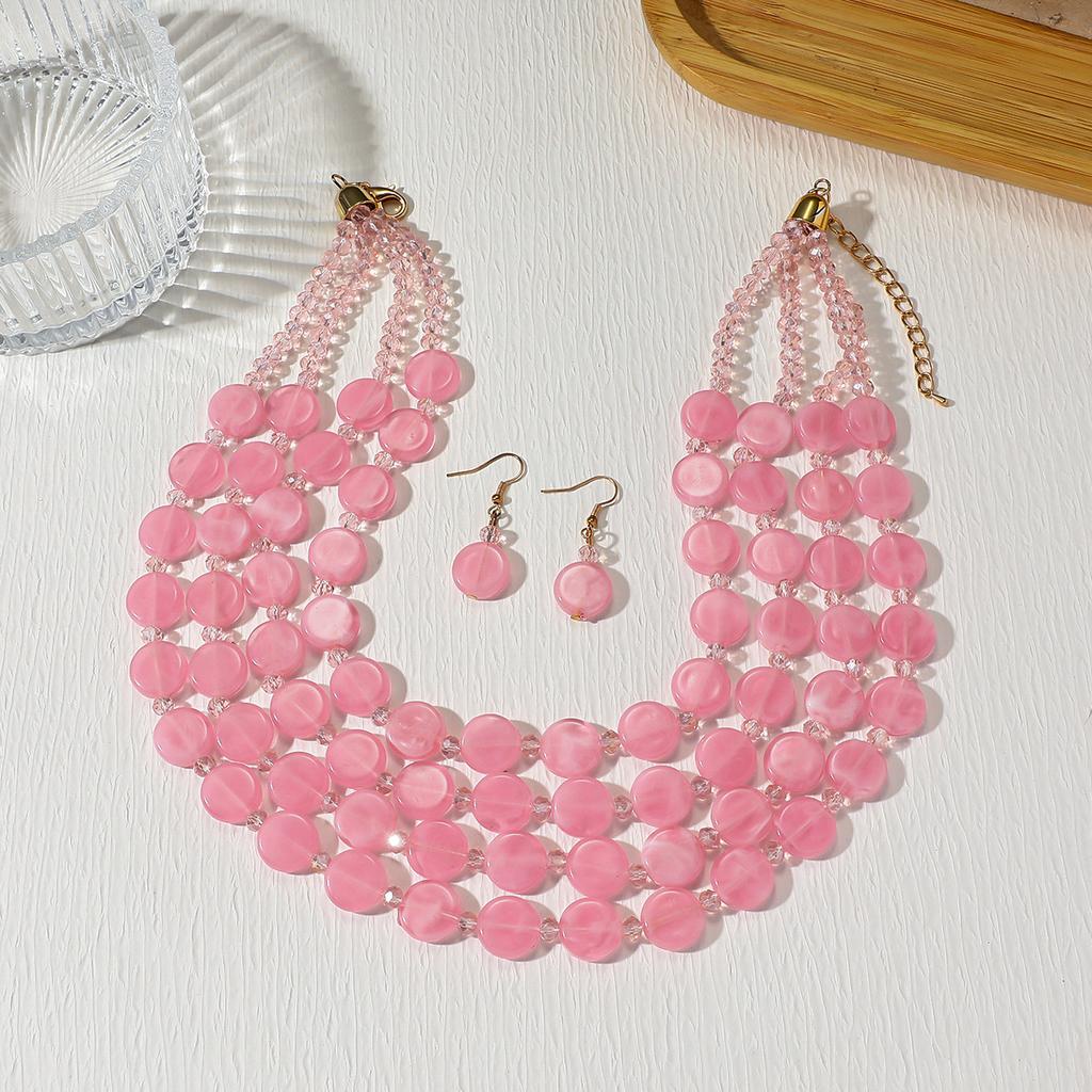 Acrylic Beaded Multi-Layer Necklace for Women Party Jewelry Accessory