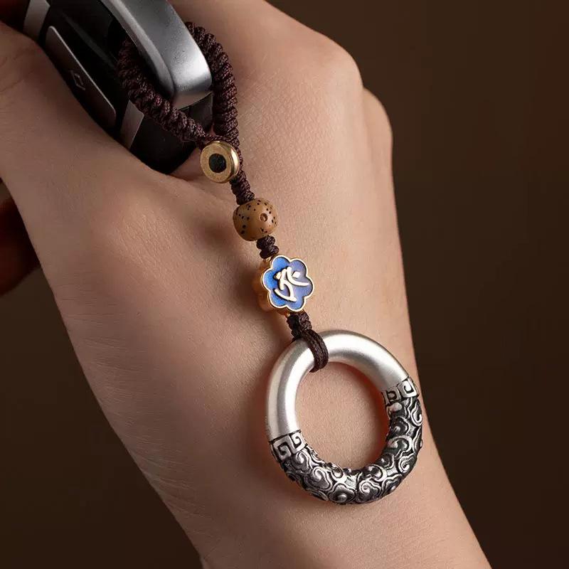 Zodiac Buddha Mantra Keychain: Auspicious Cloud Peace Pendant for Men & Women