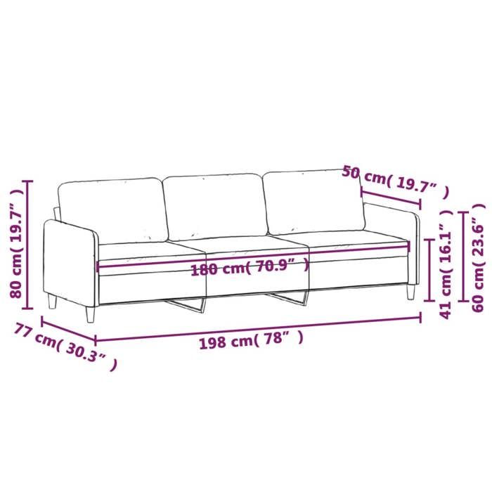 VidaXL 3-Seater Sofa Cream 180 Cm Fabric 359488