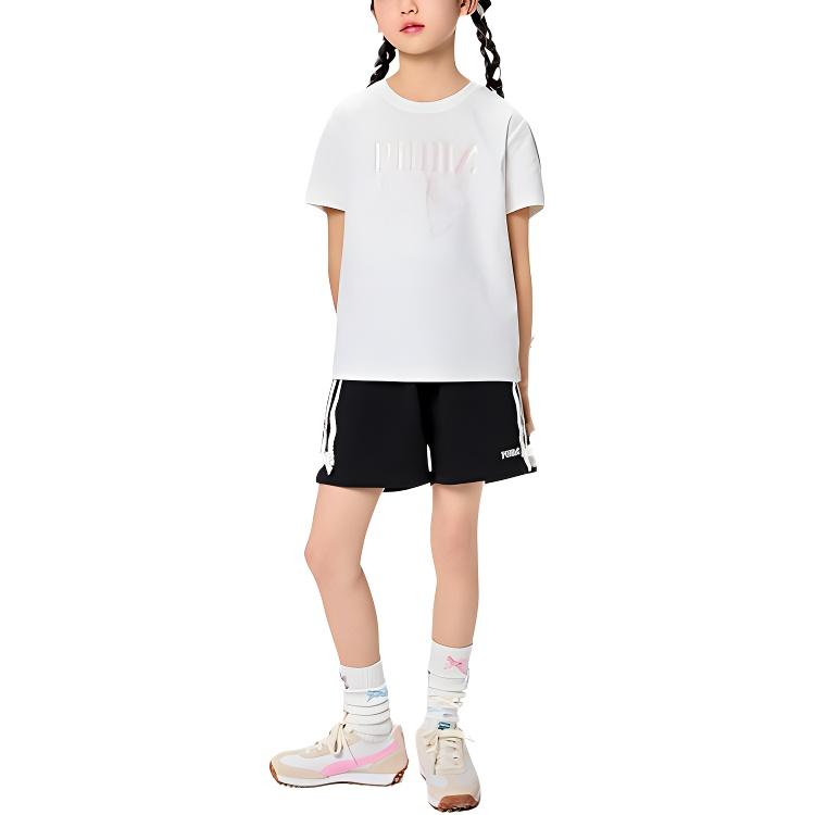 PUMA Sportstyle T Shirt SS25 Pearl White 10201 Children Aged 3 7 Years Old 353225117001-10201