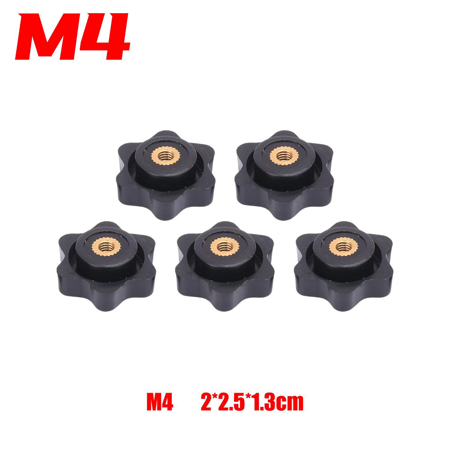 

50/5PCS Black Plastic Hexagon Knobs Thumb Screws Threaded Knob Grip Manual Hand Tighten Nuts M4 M5 M6 M8 Clamping Knob 5PCS