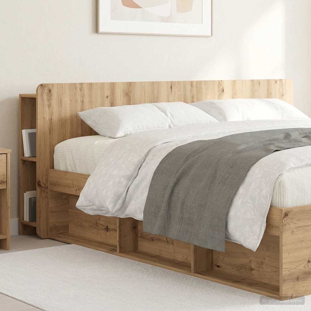 Headboard Cabinet with Storage Artisan Oak Wood Based Material