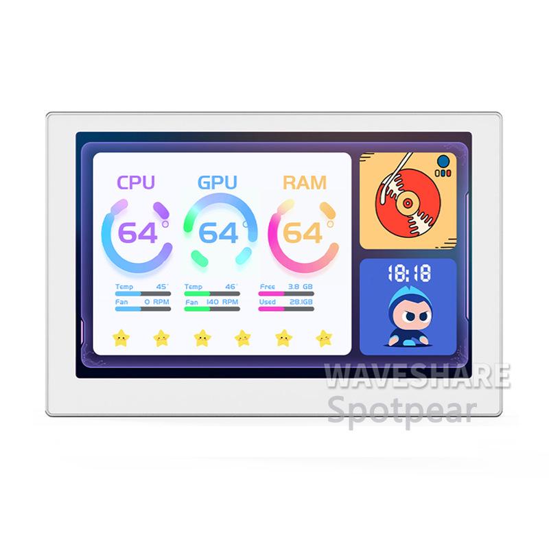 

5-Inch IPS Display USB Sub-Screen with RGB Ambient Light and Sound Pickup, 800×480 Resolution чорний
