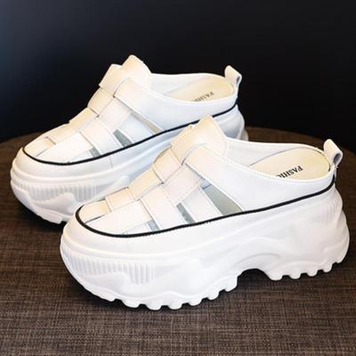 Platform Sandals Women Shoes Inner Height Increase Slippers Women Summer Outside New Cowhide Bag Head Breathable Sandals