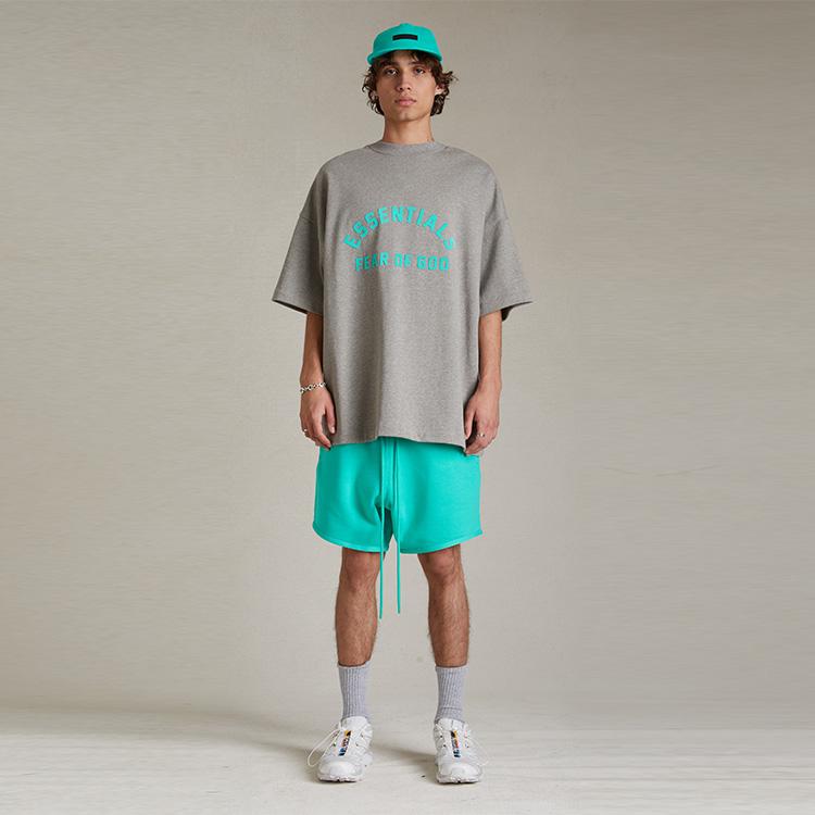 Fear of God Essentials Solid Color Crew Neck Pullover Short Sleeve American Heavyweight T-Shirt Men Dark Heather Oatmeal 125SP242003F