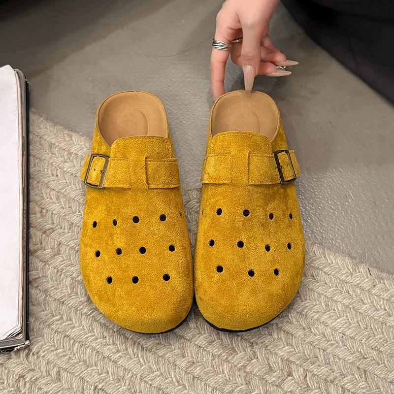 Damen Plattform-Slipper mit geschlossenem Zehenbereich im Birkenstyle, Sandalen mit weicher Sohle, Sommerschuhe