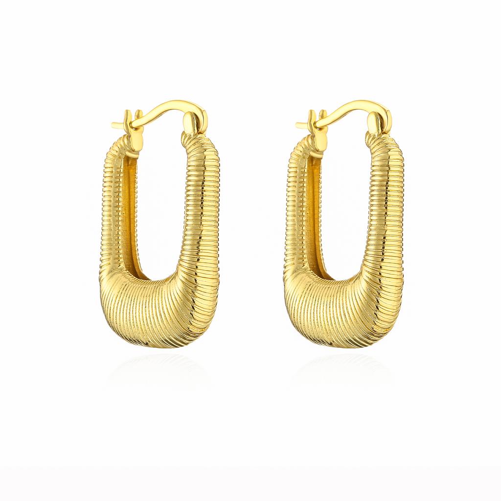 18K Gold Plated Brass Fashion Thick Round Circle Threads Textured Pearl Hoop Earrings for Women High Quality Zircon