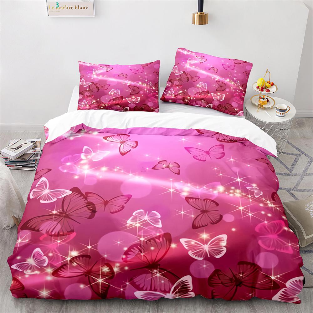 Butterfly Duvet Cover Set Blue Purple Wild Animals Bedding Set King Queen Size for Kids Girls Women Polyester Comforter Cover
