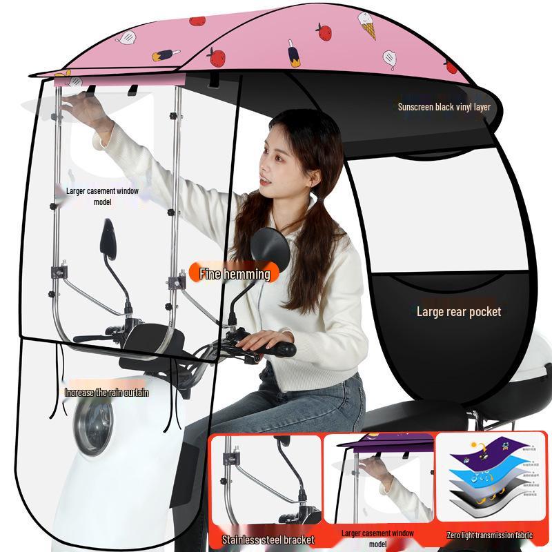Thickened Electric Bicycle & Motorcycle Sunshade Rainproof Canopy