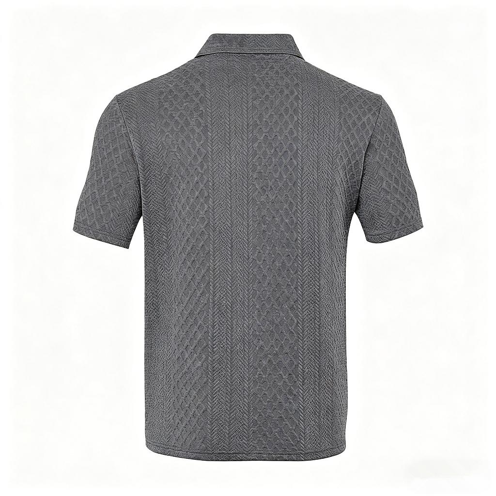 European and American Men's Summer Thin, Loose, Breathable, Casual Solid Color Jacquard Lapel Short Sleeved Polo Shirt for Men