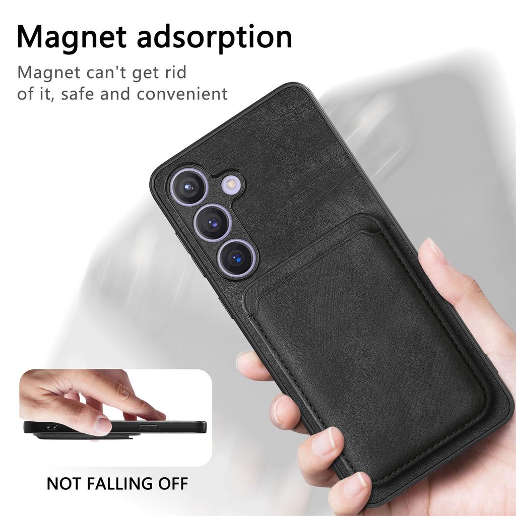 For Samsung Galaxy S24+ Case Compatible with MagSafe Leather Back Cover with Detachable Card Holder