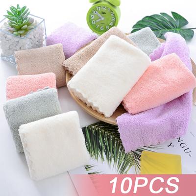 10 Adet Kalınlaştırılmış Mikrofiber Yüksek Yoğunluklu Mercan Polar Havlu Hızlı Kuruyan Temiz Yüz Yumuşak Emici Havlu