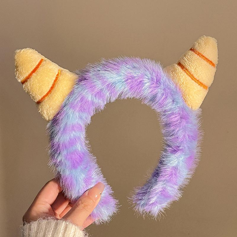 

Fashion Tiger Pattern Leopard Spots Cat Ear Washing Headbands Cartoon Plush Little Monster Corner Hairband for Women Hair Hoop
