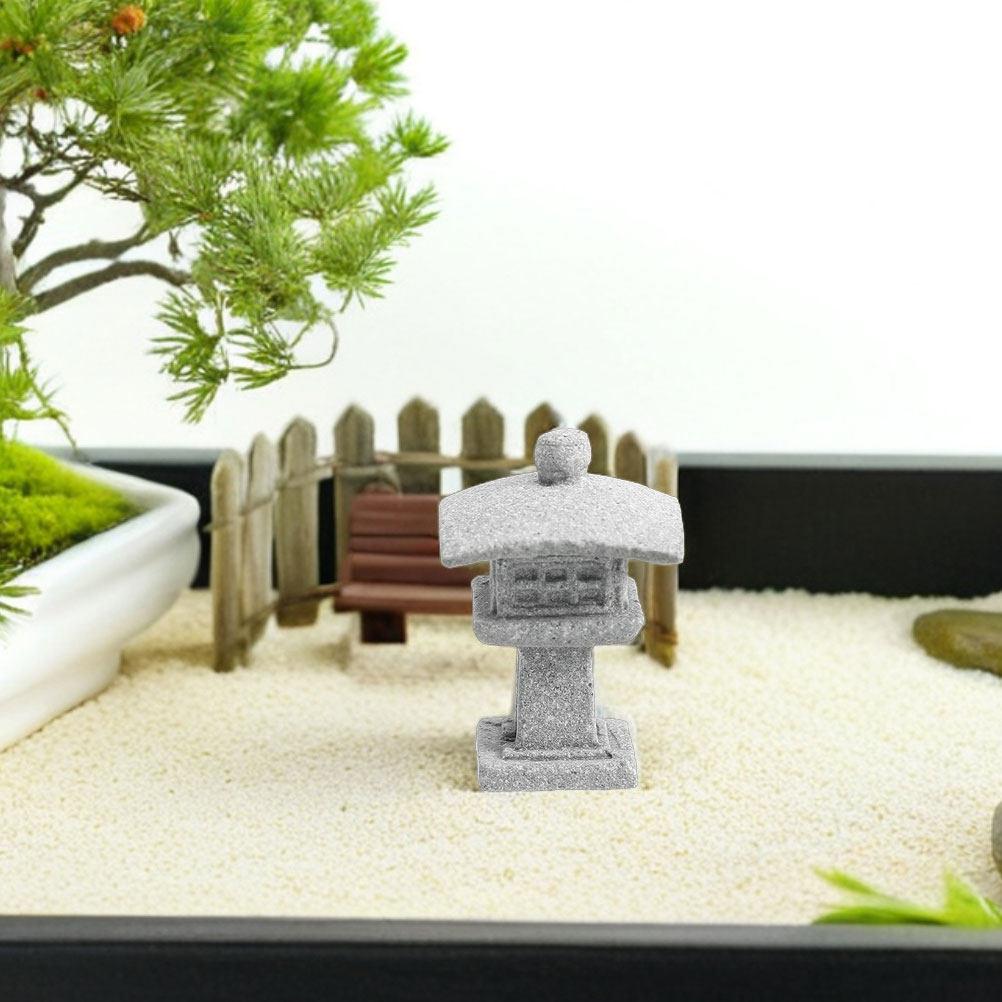 Japanese Pagoda Lantern Stone Sculpture Miniature Zen Garden Decor Aquarium Landscaping Ornament for Indoor Outdoor Garden