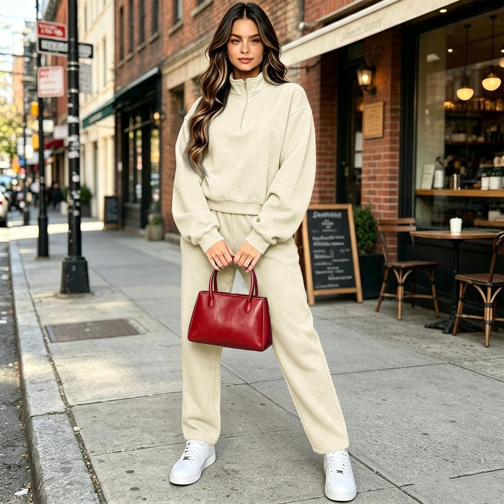 Women's Casual Long Sleeve Sweatshirt and Pants 2 Piece Set, Outfit for Home